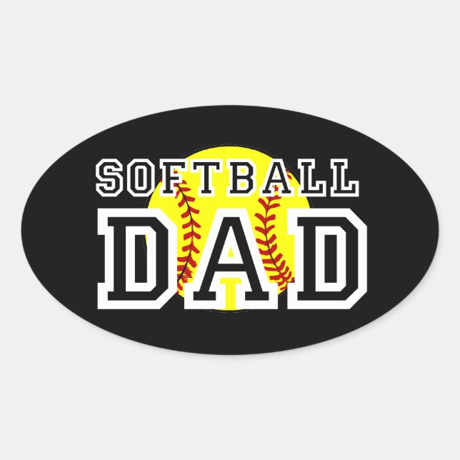Softball Dad Oval Sticker (Front)