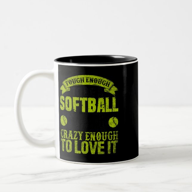 Softball Dad Quote Catcher Pitcher Father Sports H Two-Tone Coffee Mug (Left)