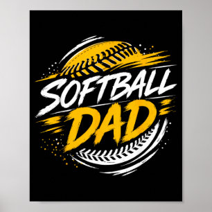 Softball Dad Softball For Dad Men Patriotic Poster