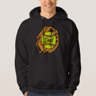 Softball Dad Softball Gloves And Ball Father Love  Hoodie