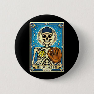 Softball Dad Tarot Card Skeleton Fathers Day Daddy 6 Cm Round Badge