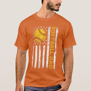 Softball Dad USA American Flag Patriotic Dad Fathe T-Shirt
