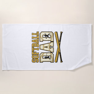Softball Dad Vintage Engraving Bat Graphic_1 Beach Towel