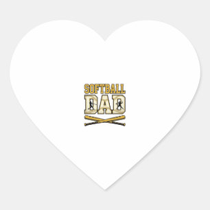 Softball Dad Vintage Engraving Bat Graphic_1 Heart Sticker