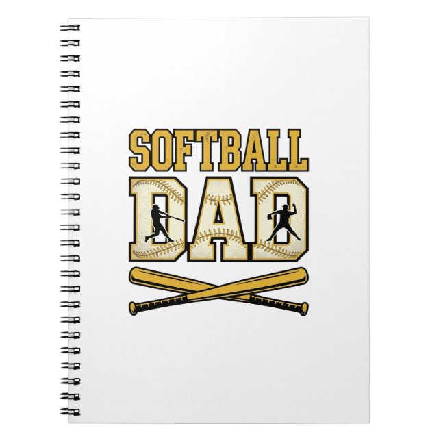 Softball Dad Vintage Engraving Bat Graphic_1 Notebook (Front)