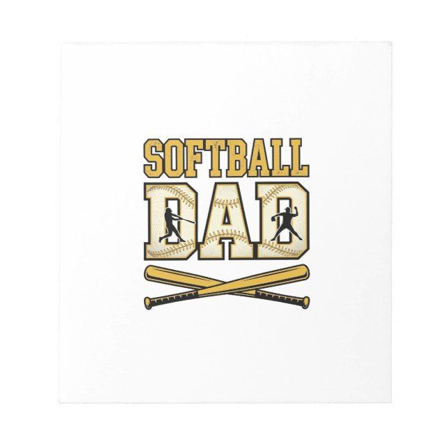 Softball Dad Vintage Engraving Bat Graphic_1 Notepad (Front)