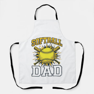 Softball Dad Vintage Engraving Shirt Design_1 Apron