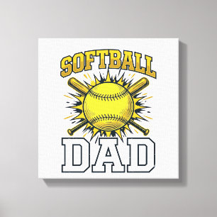 Softball Dad Vintage Engraving Shirt Design_1 Canvas Print