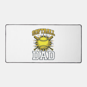 Softball Dad Vintage Engraving Shirt Design_1 Desk Mat