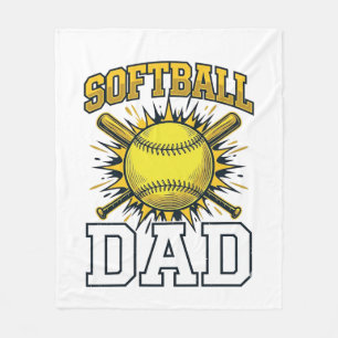 Softball Dad Vintage Engraving Shirt Design_1 Fleece Blanket