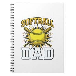 Softball Dad Vintage Engraving Shirt Design_1 Notebook