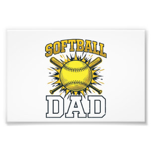 Softball Dad Vintage Engraving Shirt Design_1 Photo Print