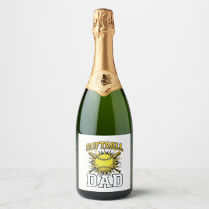 Softball Dad Vintage Engraving Shirt Design_1 Sparkling Wine Label