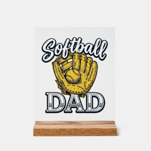 Softball Dad Vintage Glove Shirt Design_1 Acrylic Sign