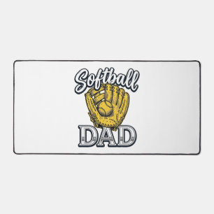 Softball Dad Vintage Glove Shirt Design_1 Desk Mat