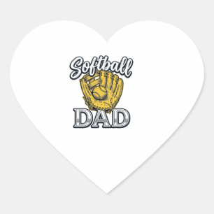 Softball Dad Vintage Glove Shirt Design_1 Heart Sticker