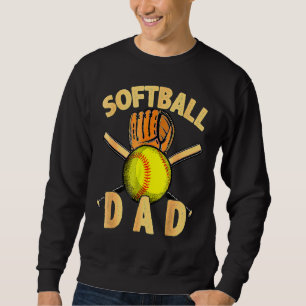 Softball Dad Vintage Usa American Flag Father's Da Sweatshirt