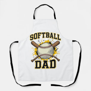 Softball Dad Vintage Varsity Crossed Bats Design_1 Apron