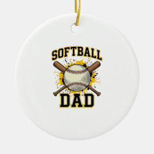 Softball Dad Vintage Varsity Crossed Bats Design_1 Ceramic Tree Decoration