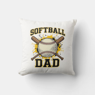 Softball Dad Vintage Varsity Crossed Bats Design_1 Cushion