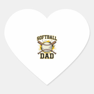Softball Dad Vintage Varsity Crossed Bats Design_1 Heart Sticker