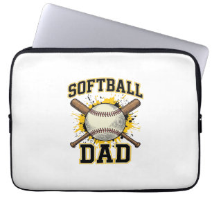 Softball Dad Vintage Varsity Crossed Bats Design_1 Laptop Sleeve