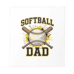 Softball Dad Vintage Varsity Crossed Bats Design_1 Notepad