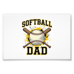 Softball Dad Vintage Varsity Crossed Bats Design_1 Photo Print