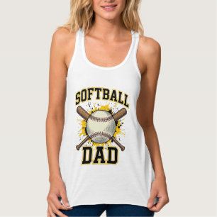 Softball Dad Vintage Varsity Crossed Bats Design_1 Singlet