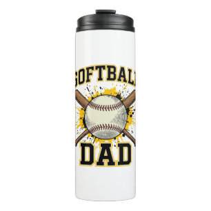 Softball Dad Vintage Varsity Crossed Bats Design_1 Thermal Tumbler
