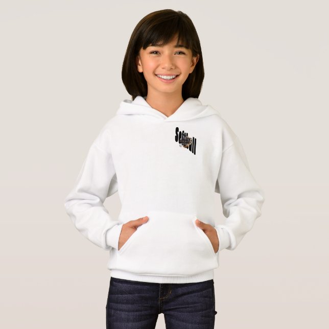 Softball Dimensional Logo Girls Fleece Hoodie (Front Full)