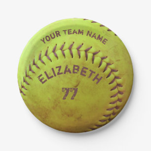 Softball Dirty Name Team Number Ball Paper Plate