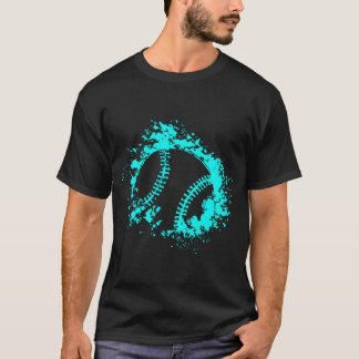 Softball Distressed Ball Teal Black T-Shirt