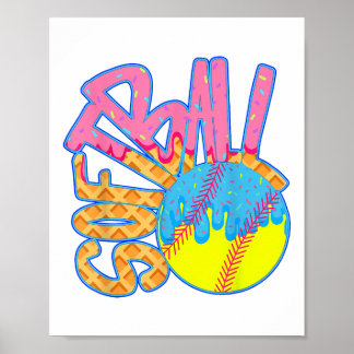 Softball Drip For Boys Ice Cream Drip Youth Boys S Poster
