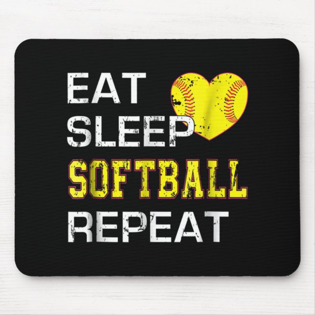 Softball Eat Sleep Softball Repeat Mouse Pad (Front)
