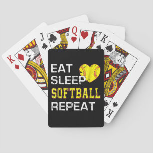 Softball Eat Sleep Softball Repeat Playing Cards
