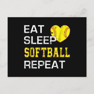 Softball Eat Sleep Softball Repeat Postcard