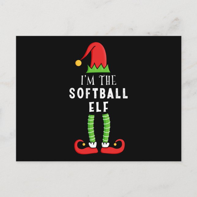Softball Elf Christmas Matching Family Gift Postcard (Front)
