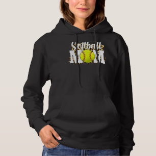 Softball Fans Leopard Women Softball Mum Mother Da Hoodie
