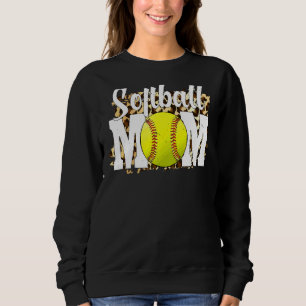 Softball Fans Leopard Women Softball Mum Mother's Sweatshirt
