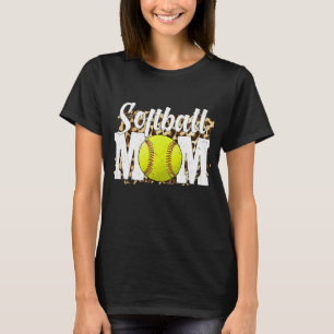 Softball Fans Leopard Women Softball Mum T-Shirt