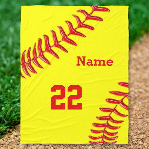Softball Fleece Blankets with NAME and NUMBER