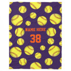 Softball Fleece Throw Blankets, Your COLORS, TEXT
