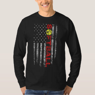 Softball  For Girls American Flag Softball Team T-Shirt