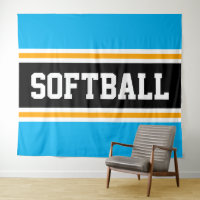 SOFTBALL Fun Sky Blue Black Orange Racing Stripes