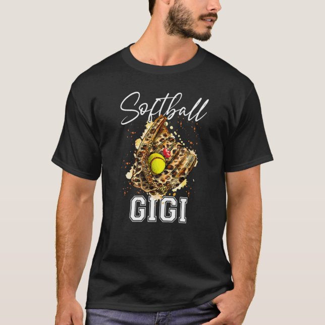 Softball Gigi  Leopard Glove Softbal T-Shirt (Front)