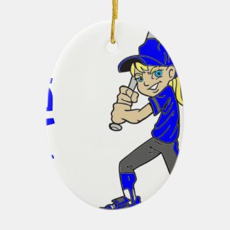SOFTBALL GIRL BAT CERAMIC TREE DECORATION