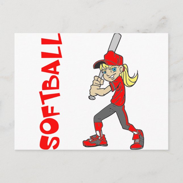 SOFTBALL GIRL BAT TEXT POSTCARD (Front)