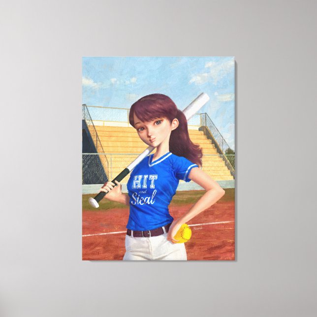 Softball Girl Canvas Print (Front)