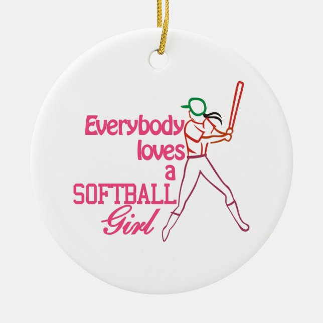 Softball Girl Ceramic Tree Decoration (Front)
